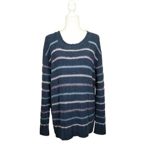 Susina blue multicolor pastel striped scoop neck sweater women's size XL NWT